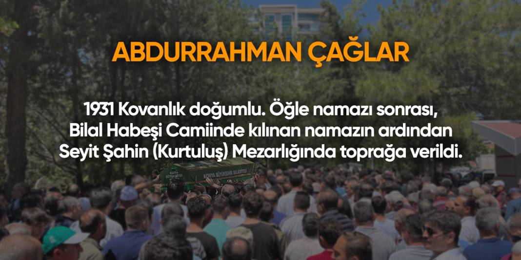 Konya'da bugün vefat edenler | 10 Haziran 2025 15